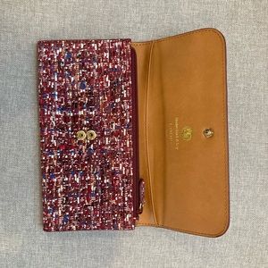 Lodis wallet, burgundy with red, blue & white